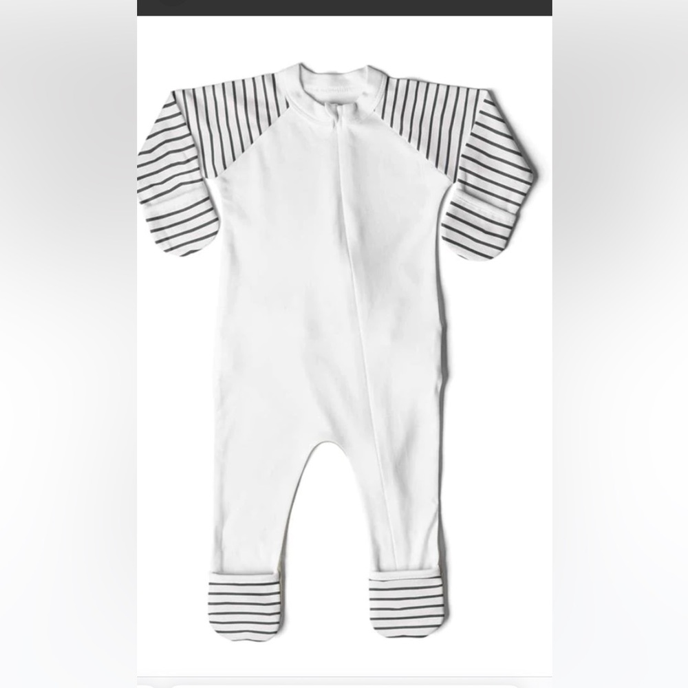 NWT IN BAG Gouni kids 2T stripe gray footie